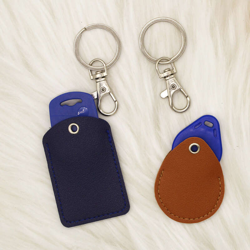 Control Rectangular Water Drop Shape Keychain Community Access Protector Square Elevator Leather Card Holder