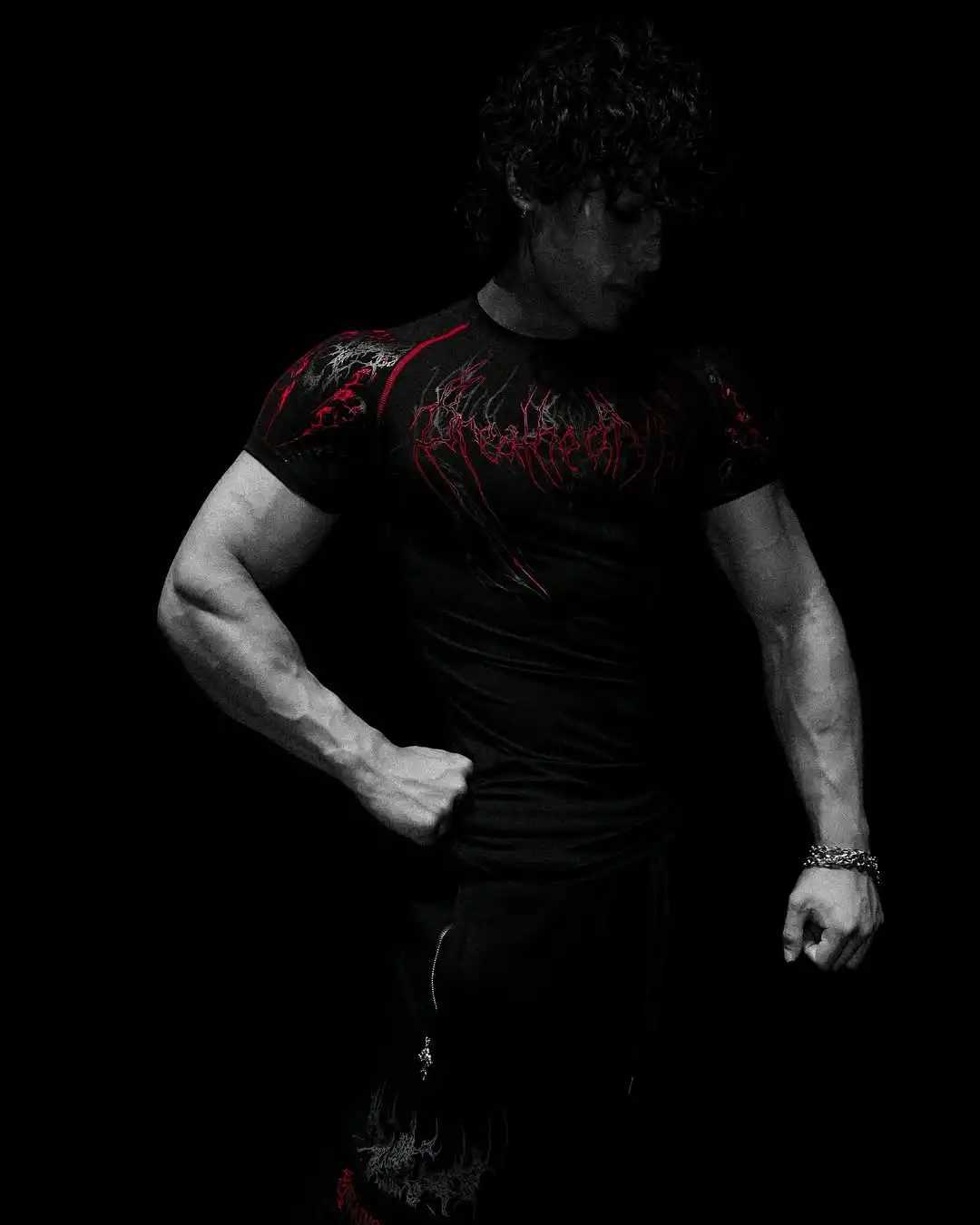2025 New Breathedivinity Red Gothic Pattern Fitness Shirt Summer Breathable Quick Dry Fit Men Women Gym Sportswear Trendy Tee W250603