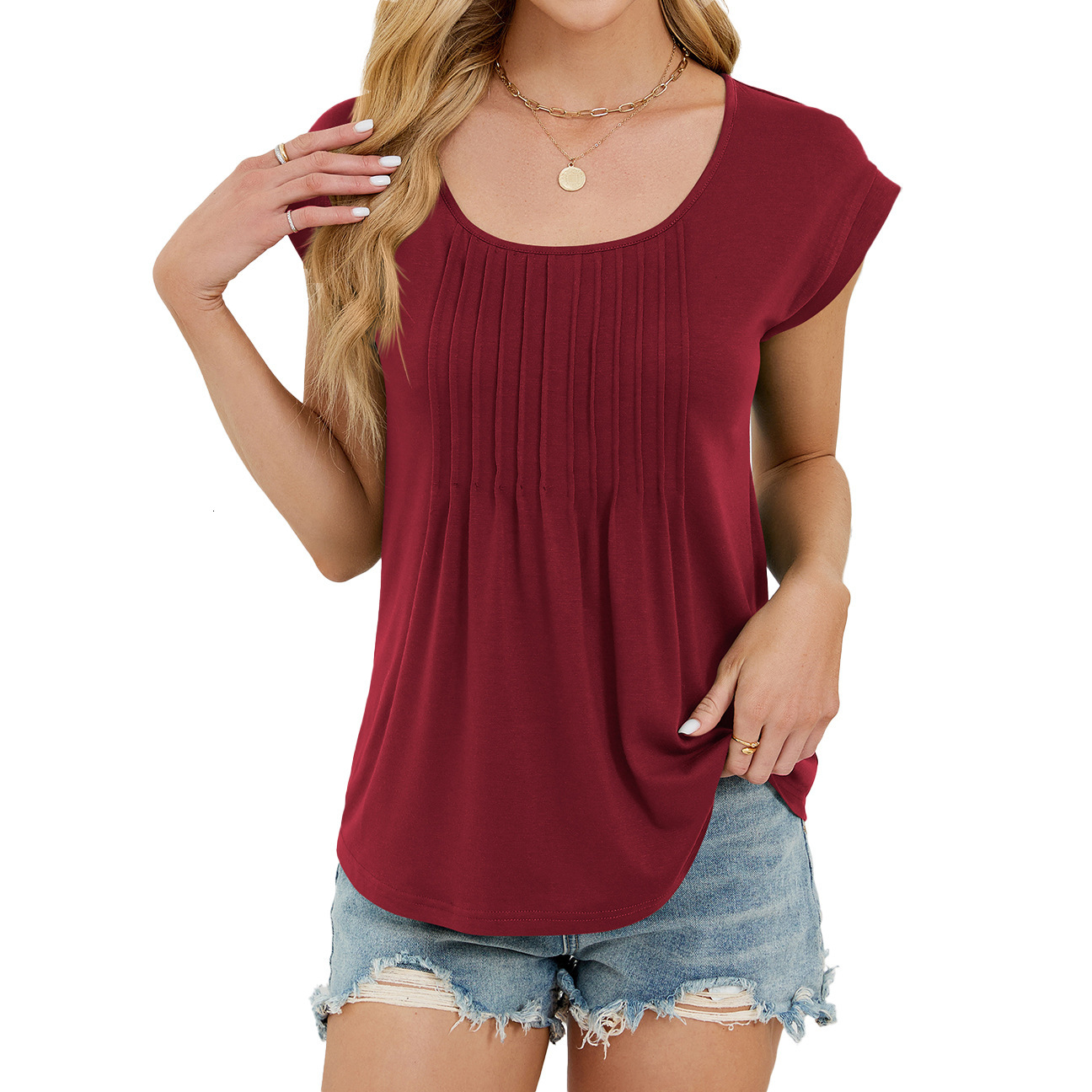 Luxury Designer Clothing, Fashionable Solid Color Round Neck Striped Loose Short Sleeved T-shirt For Women, 2025 New Fashion Designer T-shirt