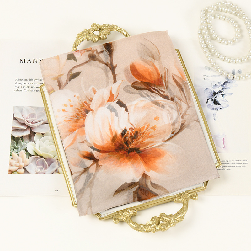 K918 Silk scarf 100% chiffon printed shawl scarf dual-purpose Hangzhou silk machine curled edge self-produced