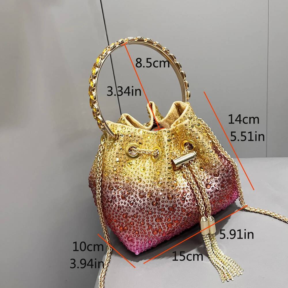 Handle Rhinestones Evening clutch Bag Purses and handbag Designer shoulder Shiny Crystal Clutch purse bucket bag