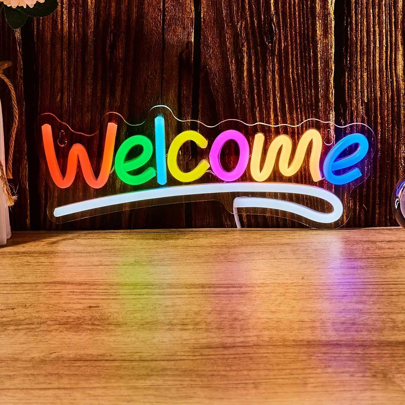 1pc Welcome Shape Back Plate Neon Sign Light Wall Party Bedroom Game Room Sports Festival 5V USB Powered XJ250602