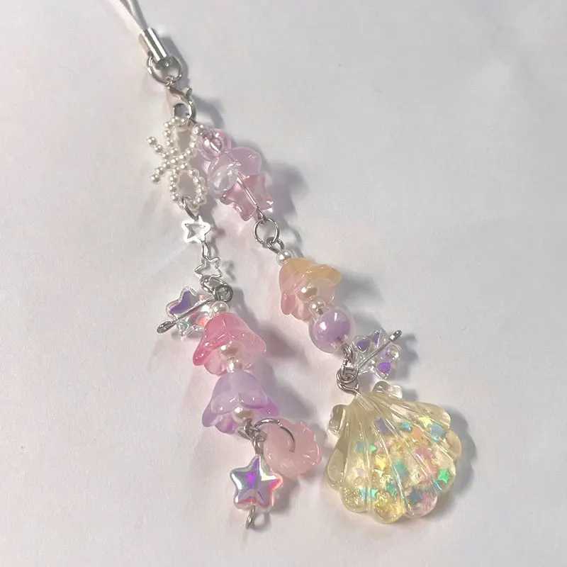 Shell Beaded Phone Chain Gorgeous Star Lily of the Valley Coquettish Coquette Keychain Pendant Keyring Jewelry AccessoriesXJ250602
