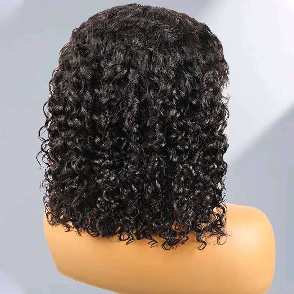 Short Bob Water Wave Hair Wigs 13x4 Ttransparent Lace Front Pre Plucked Wig Human hair 200 Density For Black Women