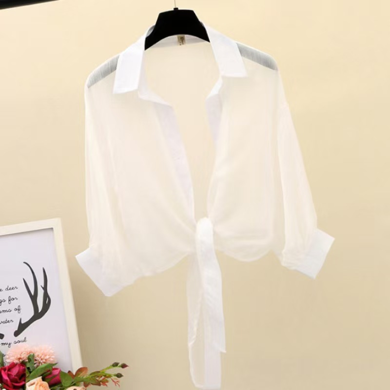 K911 Summer 2024 new sun protection clothes for women fairy short chiffon cardigan small shawl with suspender skirt thin jacket