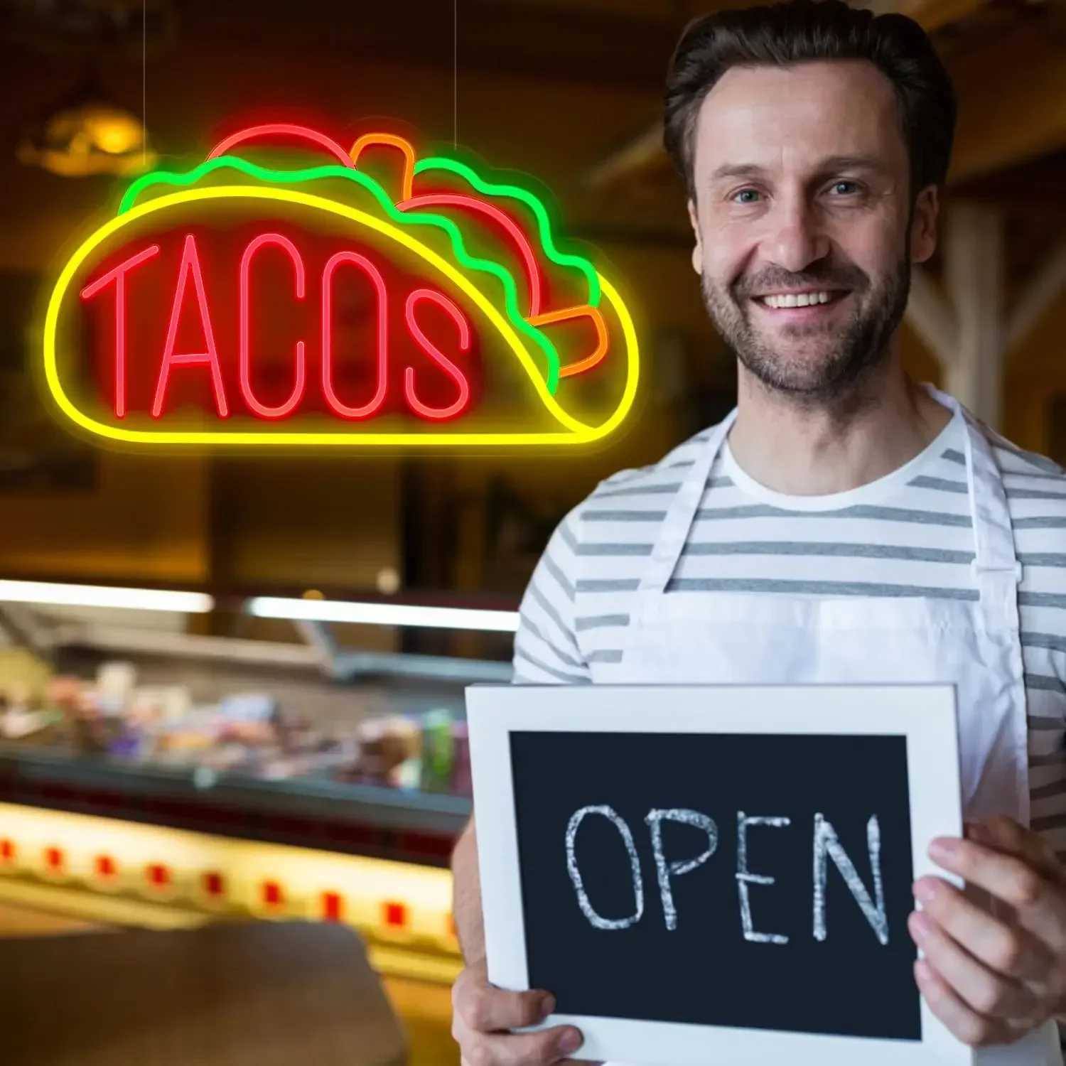 Tacos Neon Signs LED Neon Signs for Wall Decor LED Neon Light for Tacos Shop Beer Bar Pub Restaurant Christmas Decor XJ250602