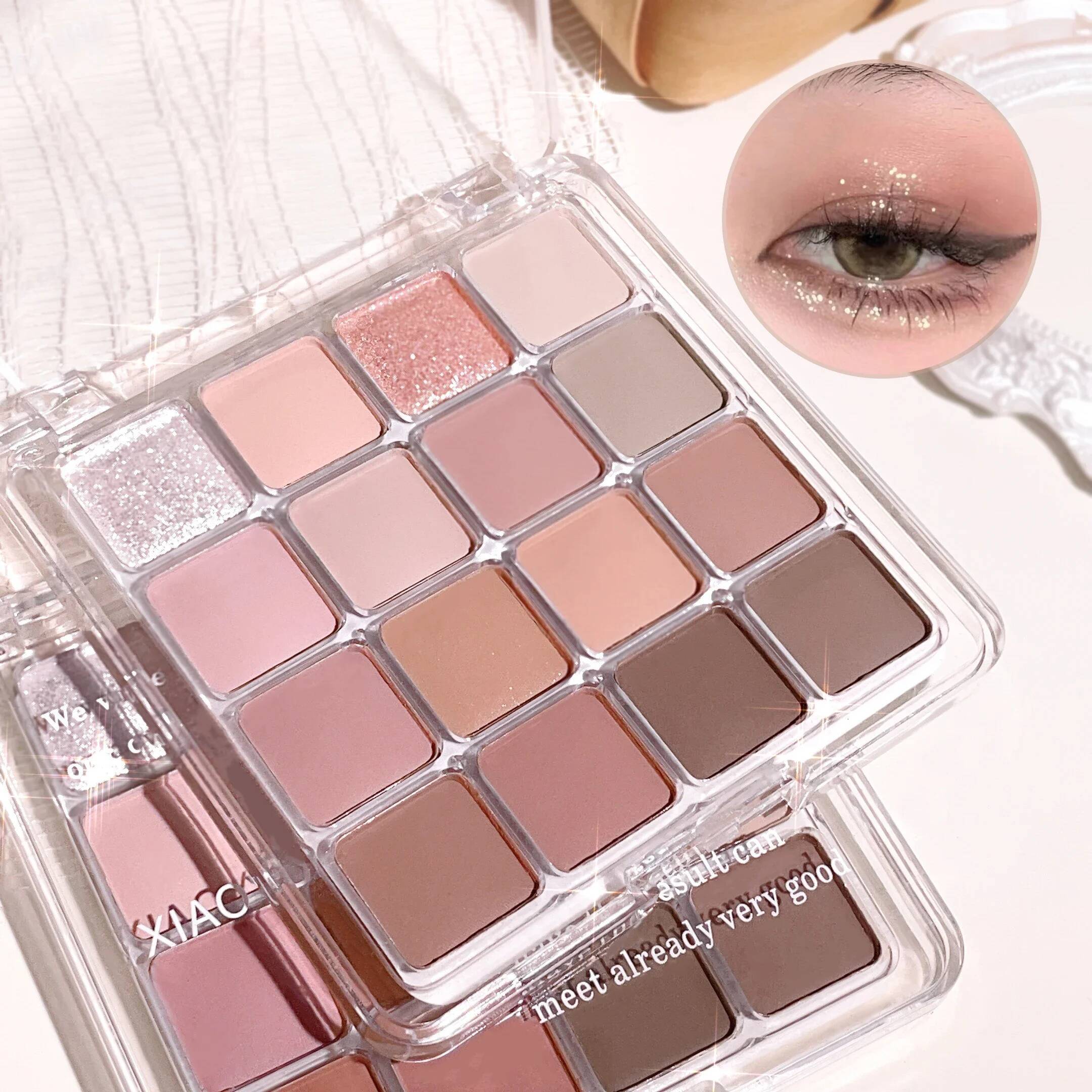 Sixteen sunset magic glitter matte sequins earth color Korean eye shadow makeup plate