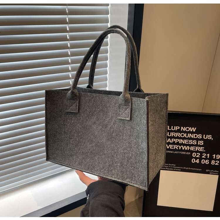 Ins Style Women's Large Capacity Shoulder New Solid Color Versatile Felt Handbag Gift Bag Customizable