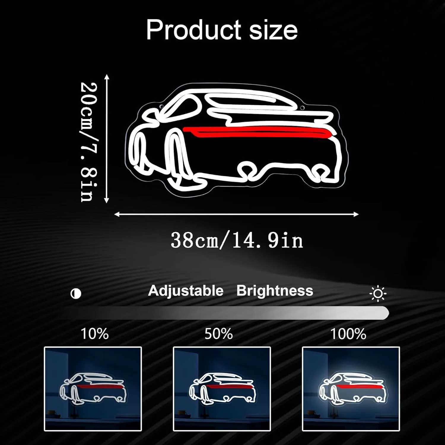 Sports Car USB Powered LED Neon Sign Dimmable Neon Light Wall Decor for Room Garage Decor Party Birthday Handmade Gift Pub Cave XJ250602