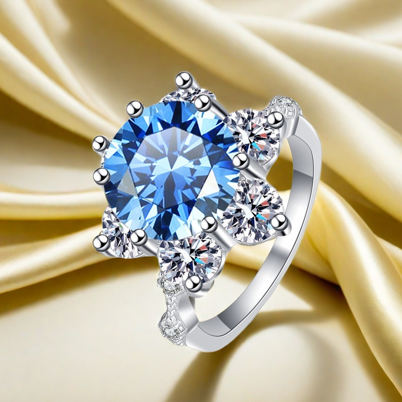 5CT D color VVS1 Moissanite crown star girl ring S925 sterling silver ultra-shiny classic fashionable personalized colorful proposal birthday annivers