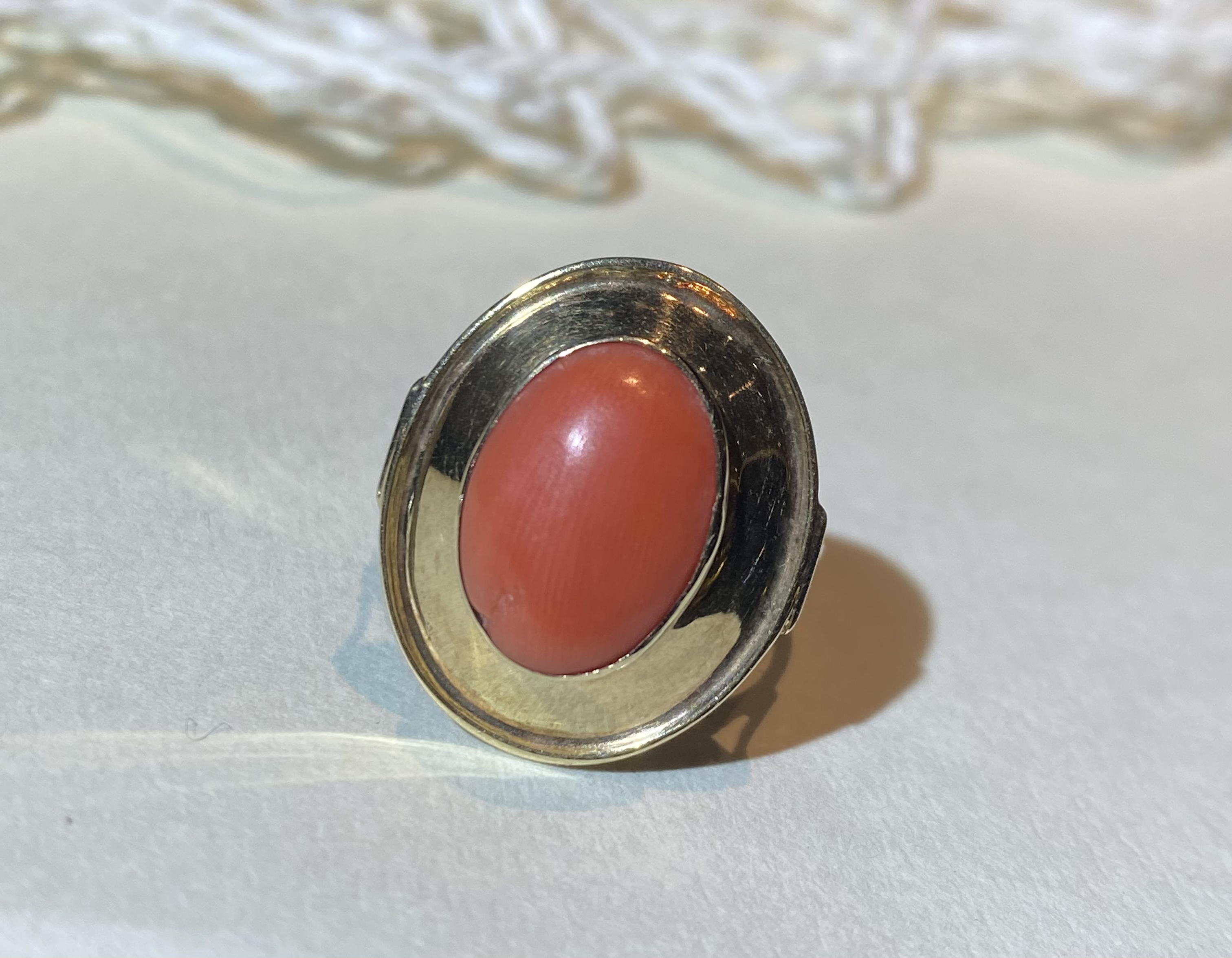14K Gold European Antique Coral Ring