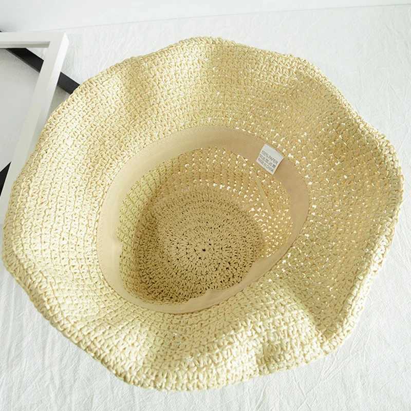 Simple Girl Sun Hat Wide Brim Floppy Summer Hats for Women Beach Panama Straw Dome Weave Bucket Hat Femme Shade Hat Women Hats W250602