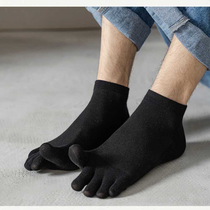 5 Pairs Men Summer Mesh Socks Five Finger Sock Low Cut Toe Socks with Separate Fingers Cotton Sports Socks W250603