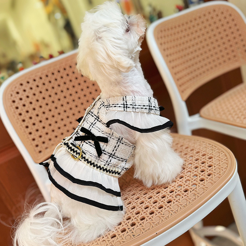 Cute Dog Dress Clothes for Small Dogs Cats, Princess Style Dog Harness Dresses Leash Set with Bow Accessories Birthday Puppy Dress Yorkies Chihuahua O