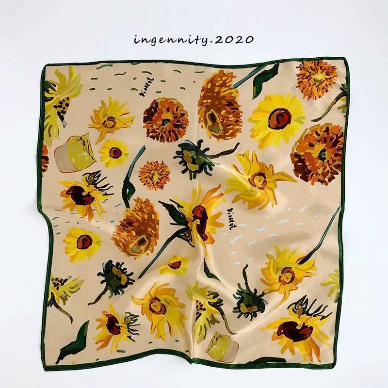 New 100% Natural Real Silk Scarf Fashion Women Summer Beach Small 53*53cm Neck Scarves Shawl Bandana Hijab Pashmina Poncho 2023 W250602