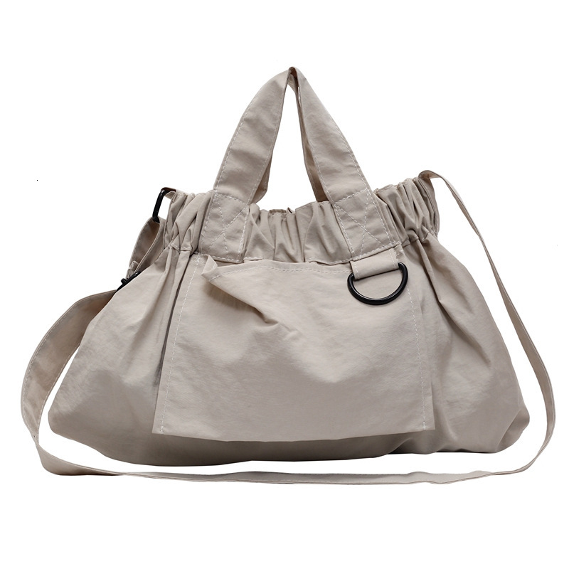 Korean Style New Fashion Nylon Pleated Handbag Niche Lightweight Solid Color Single Shoulder Crossbody Bucket Bag