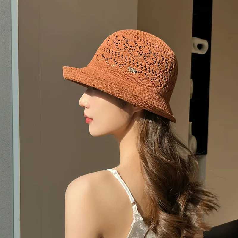 Summer Womens Sun Hat Breathable Hollow Design Small Brim Woven Craft Polyester Adjustable 56-58cm W250602