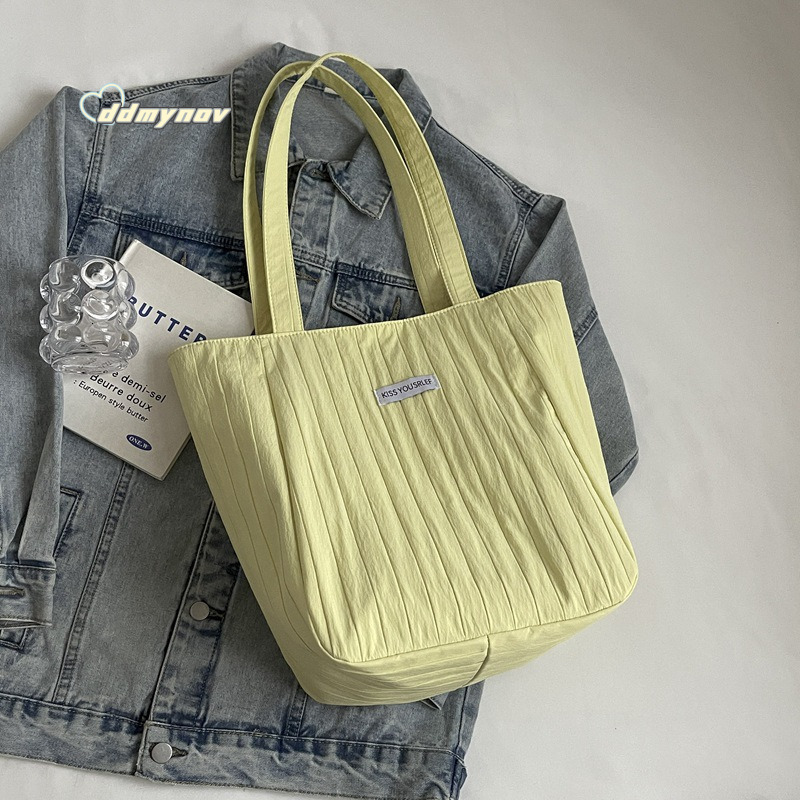 Korean Style Artistic Female College Student Commuting Shoulder Bucket New Casual Simple Handheld Tote Bag ddmynov