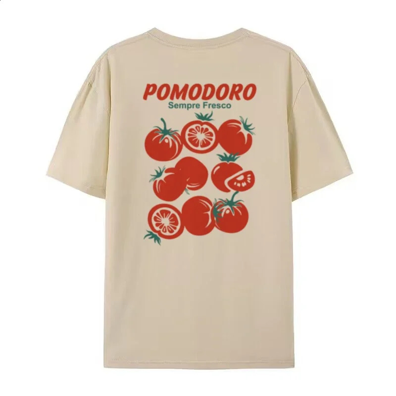 Vintage Tomato Graphic Tees Italian Pomodoro Shirt Cute Aesthetic Vegetable T-Shirts Women Summer Cottagecore Streetwear Tops 250529