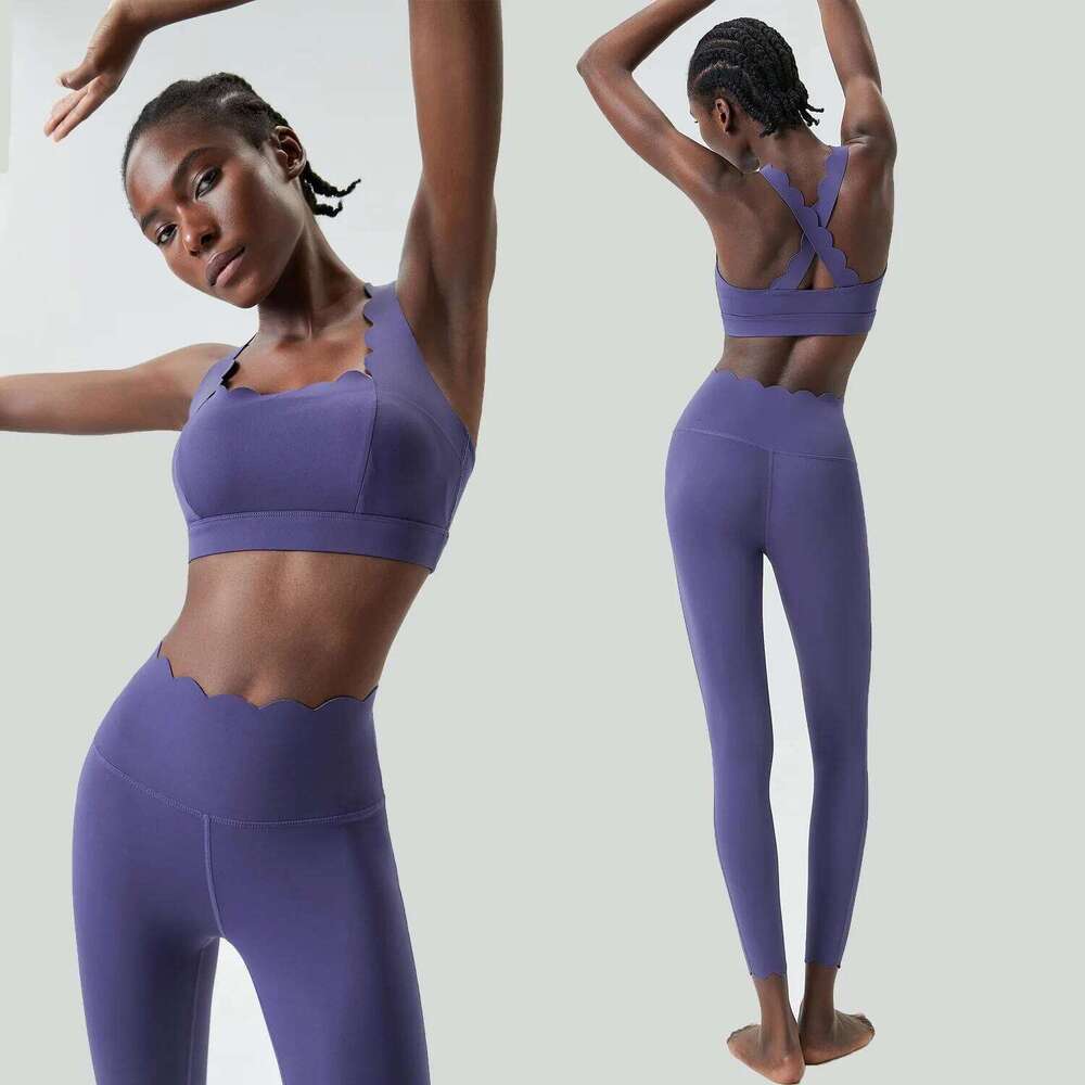 Women Solid Color Gym Suit Two Pieces Fiess Yoga Set Super Streth Slim Fit Running Sportswear Breathable Workout Clothes