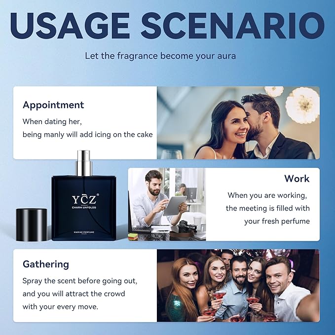 Ycz Charm Unfolds Marine Perfume for 1.7 oz Long Lasting Eau De Parfum Cologne For Men Oriental Woody Fragrance - Ideal Special Ocns