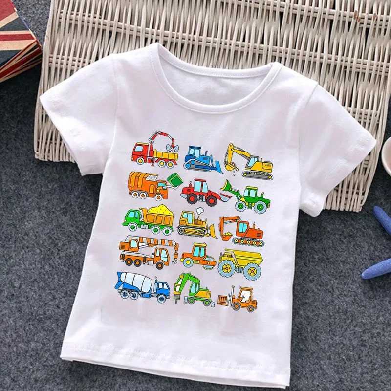 Firetruck Firefighter Kids Clothes Short-sleeved T-shirts Children Sweatshirt Cartoon car excavator Boys Girls Clothing T250603
