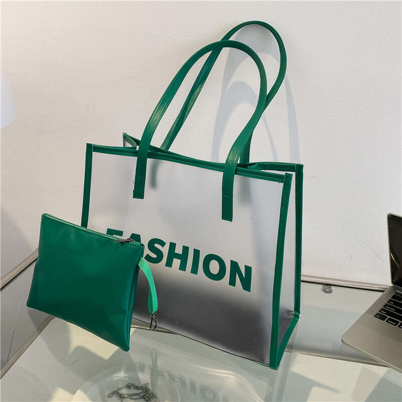 Women's Fashion Large Capacity Transparent Mother-Daughter New Trendy Summer Jelly Bag Single Shoulder Tote Handbag