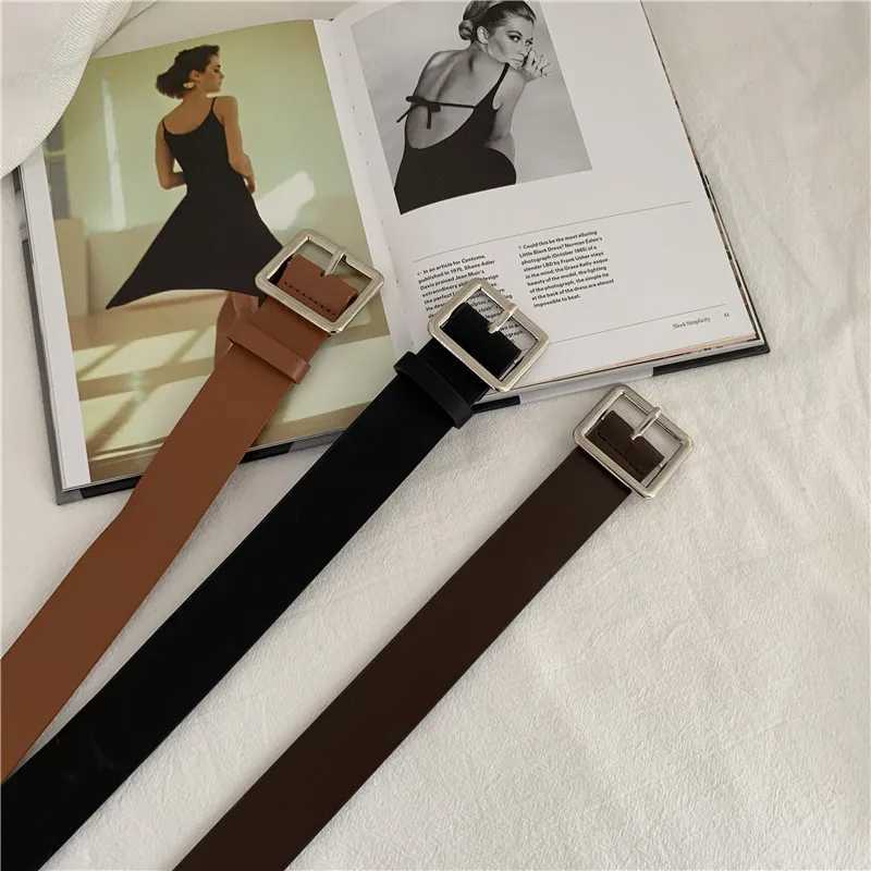 PU Leather Belt For Women Square Buckle Pin Buckle Jeans Black Belt Chic Luxury Brand Ladies Vintage Strap Female Waistband XJ250602