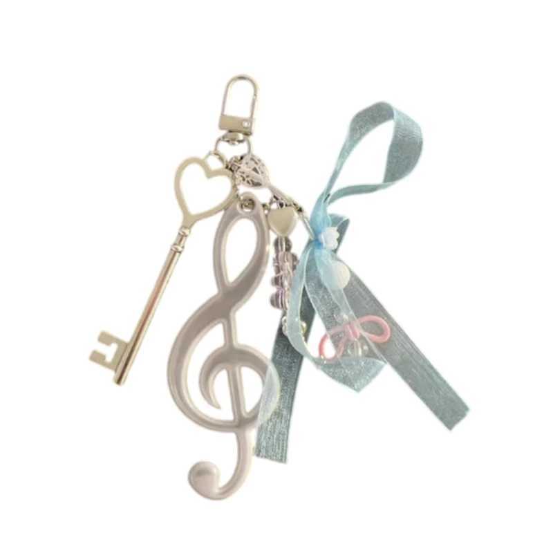 Creative Bowknot Keychain Music Note Pendant Resin Texture Suitable for Music Lovers and Cartoon Enthusiasts Present XJ250602