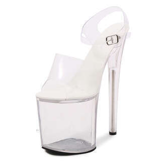 Super High Heels Crystal Shoes 20Cm Extra Thin Heels Sexy Transparent Waterproof Platform Thick Sole Extreme High Sandals Women Summer Platform High H