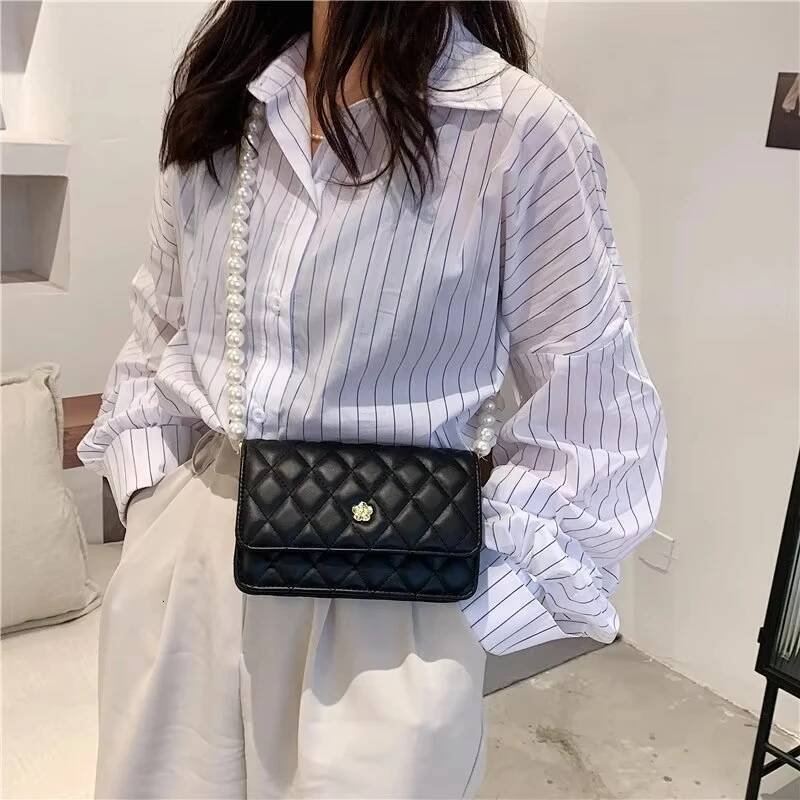 2025 New Women's Handbag, Girls' Fashion Pearl Handbag, Designer Women's Wallet, Elegant Leather Chain Belt Bag, Mini Coin Crossbody Ba