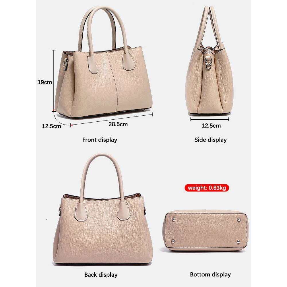 Zency Women's Genuine Leather Top-Handle Bag Noble White Crossbody with Three Compartments for Daily Work And Shopping