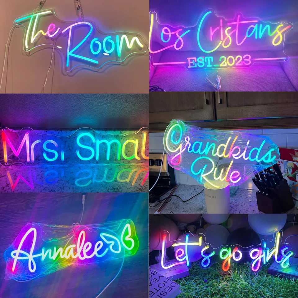 Private Custom RGB Neon Sign for Name Design Party Birthday Room Decor Bedroom Bar Shop Neon Light LED Sign Personalized GiftsXJ250602
