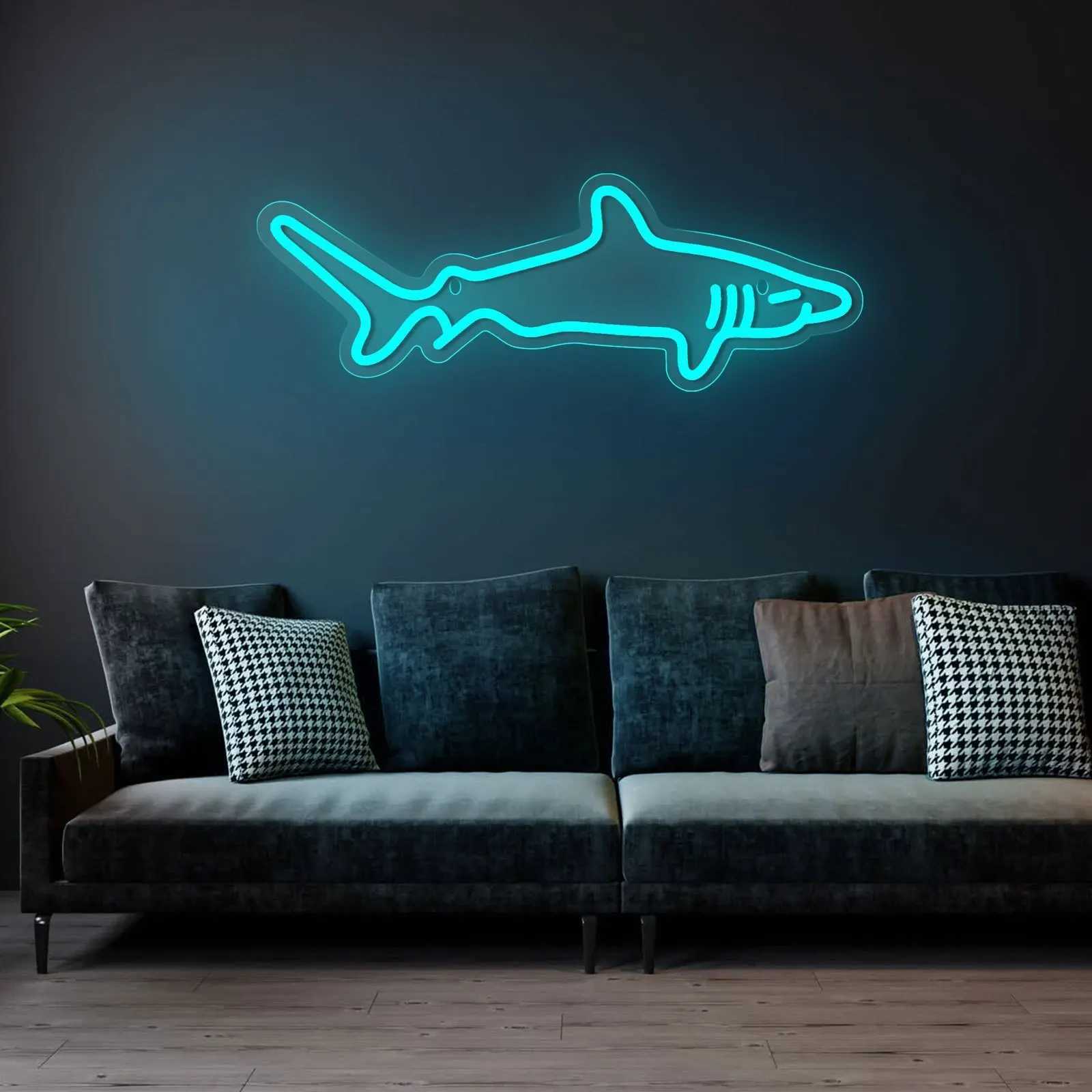 Shark Design LED Neon Light Sign USB Powered for Home Bedroom Aquarium Zoo Bar Club Pub Party Wall Art Decoration Hanging LightXJ250602