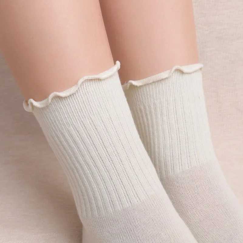 1/2/3pairs Cotton Ruffles Ankle Socks Women Lolita Cute Kawaii Korean Stocking Girl Spring Black White Middle Tube Japanese Socks T250602