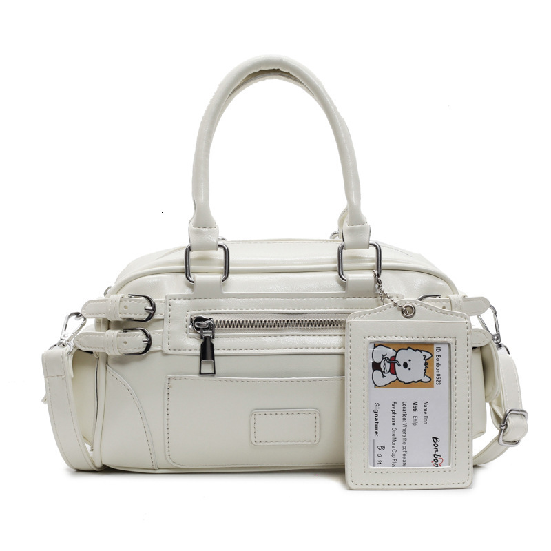 designer Handheld Bowling Ball Bag for Women 2025 New Trendy Fashion Korean Style Motorcycle Bag Crossbody Bag Casual Simple Shoulder Bag