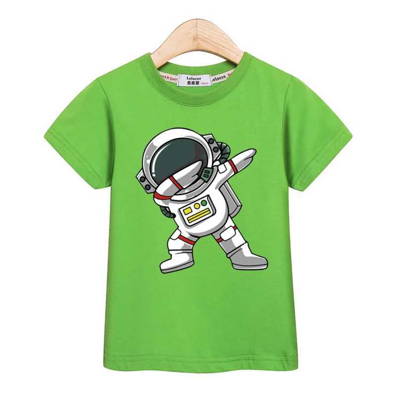 2024 New Children Summer Tops Astronaut Cartoon T-shirt Baby Boys Short Sleeves Shirt 3-14T US Size Clothing T250603