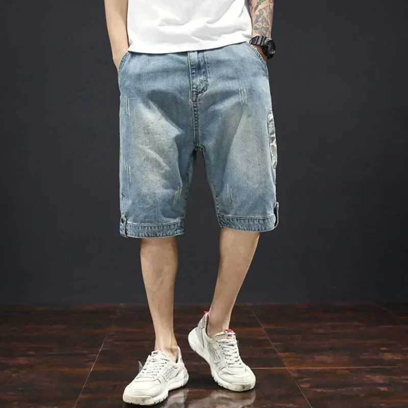 Mens Denim Shorts Knee Length Short Jeans Pants for Men Selvedge Long Camouflage Half Designer Cowboy Trend 2024 Luxury Wide Thin T250603