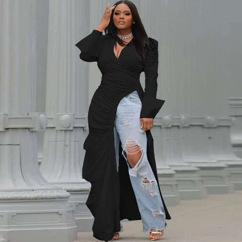 Sexy European and American deep V side opening slim fit dress, nightclub skirt, 2025 versatile new trend clothing ins