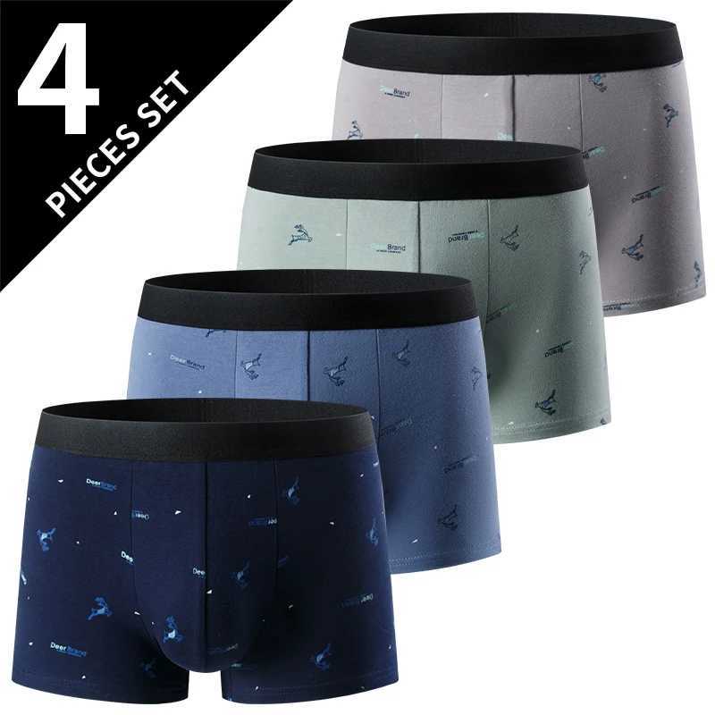 4-piece Mens Fashion Plus-size Printed Underwear Comfortable Sexy Shorts Teenagers Mixed Underwear in Various Colors W250603