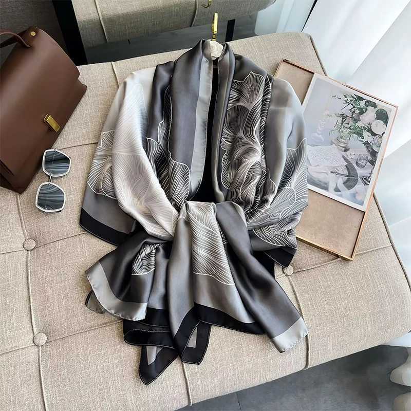 180*90cm Luxury Brand Women Summer Silk Scarves Shawl Lady Wrap Soft Female Europe Designer Beach Bandana foulard muffler pareo W250602