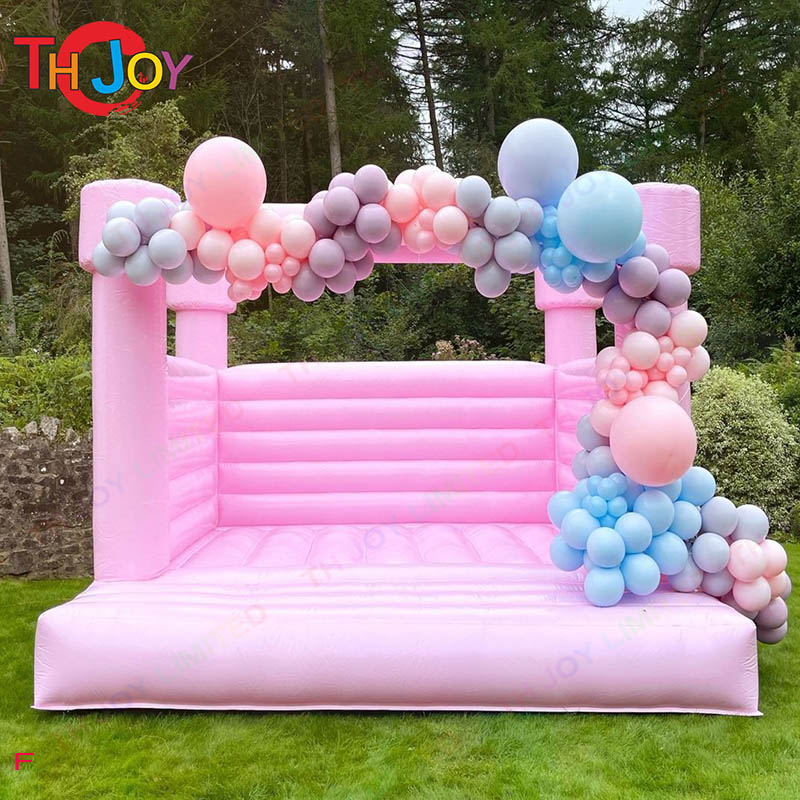 Pink Inflatable bouncy Castle white wedding bounce house combo Jumper Moon Bouncer for Party Time