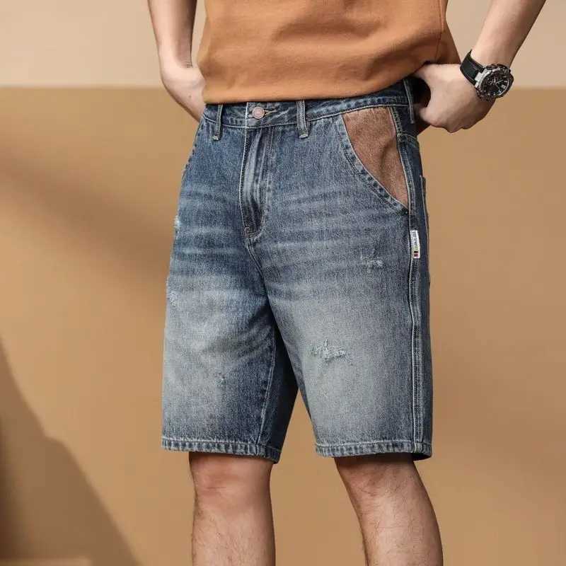 Mens Bermuda Denim Shorts Ripped Straight Retro Short Jeans Pants for Men Summer Streetwear Harajuku Vintage Original Trend 2025 T250603