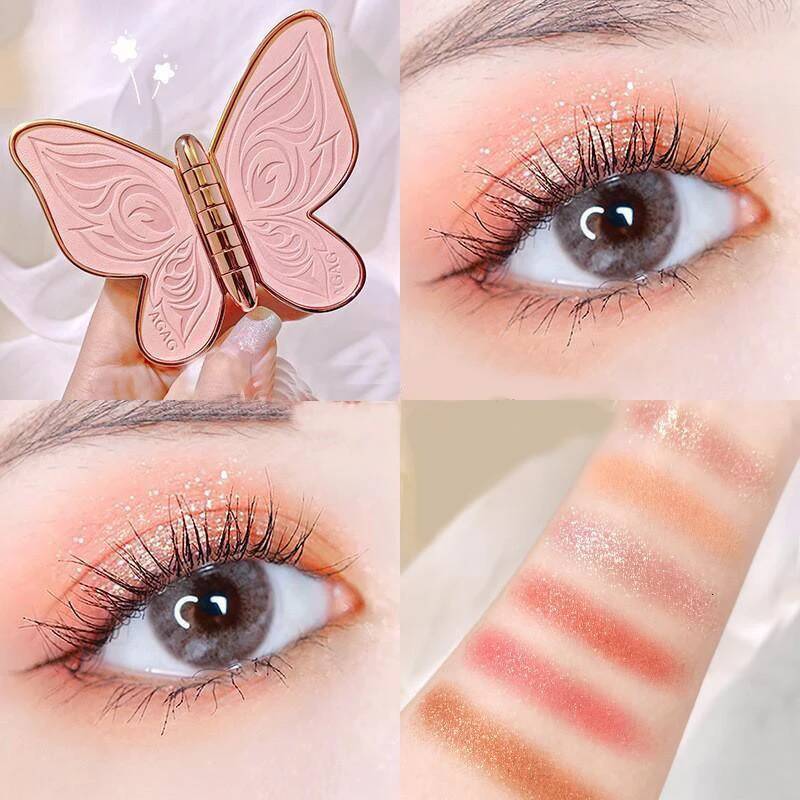6-Color Lucky Koi Pearl Glitter Large Earth Color Matte Shimmer Butterflies Shadow Cold Sweet Eye Makeup
