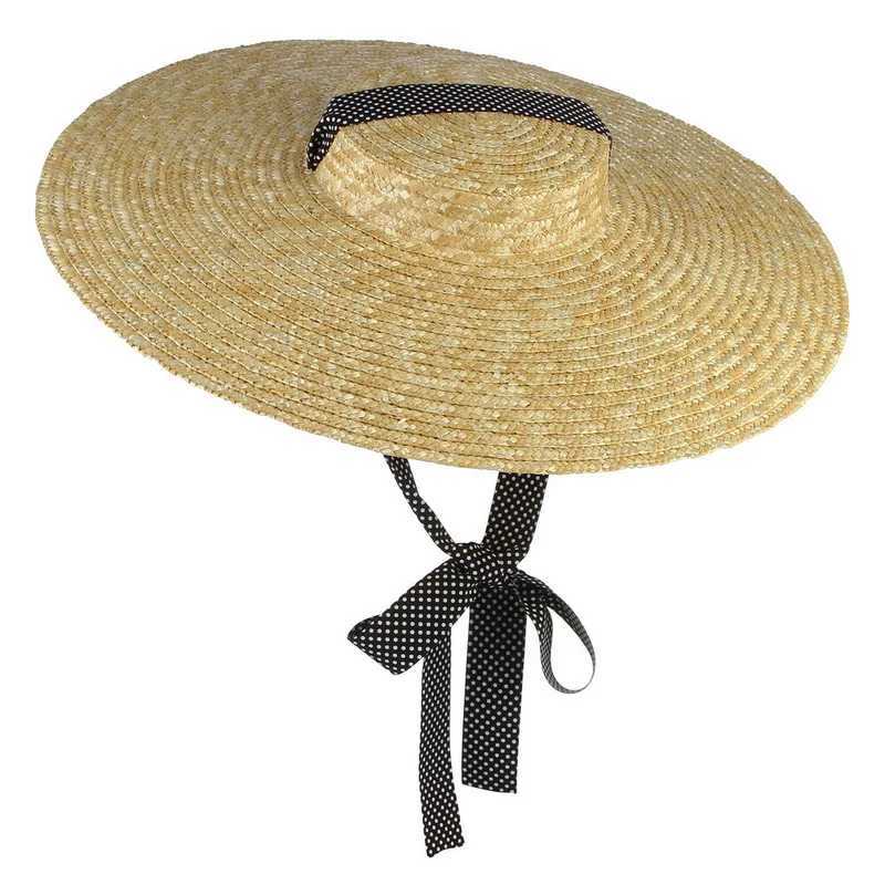 2022 Womens Summer Hats New Large Brim STRAW HAT Summer Hats For Women Beach Cap Flat Top Sun Hat Straw SUMMER HAT For Women W250602
