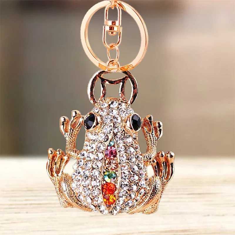 Cute Rhinestone Crystal 4 Claws Contain Money Coins Frog Toad Keychain Animal Frog Key Chain Key Ring Holder Pendant Keyring XJ250602