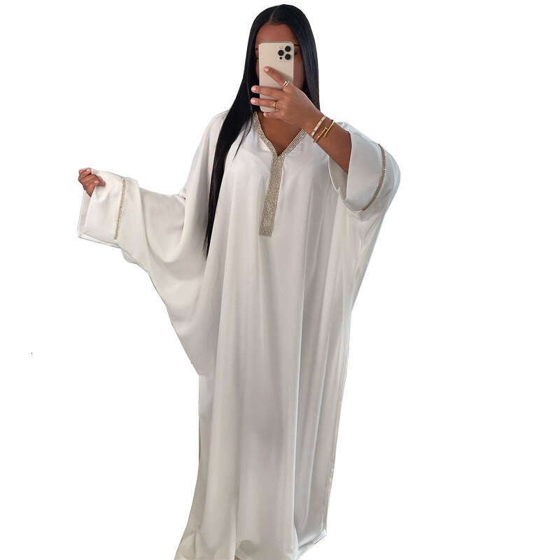 Mq073 New Metal Inlaid Fashion Versatile Dress Batwing Sleeve High-End Robe B5
