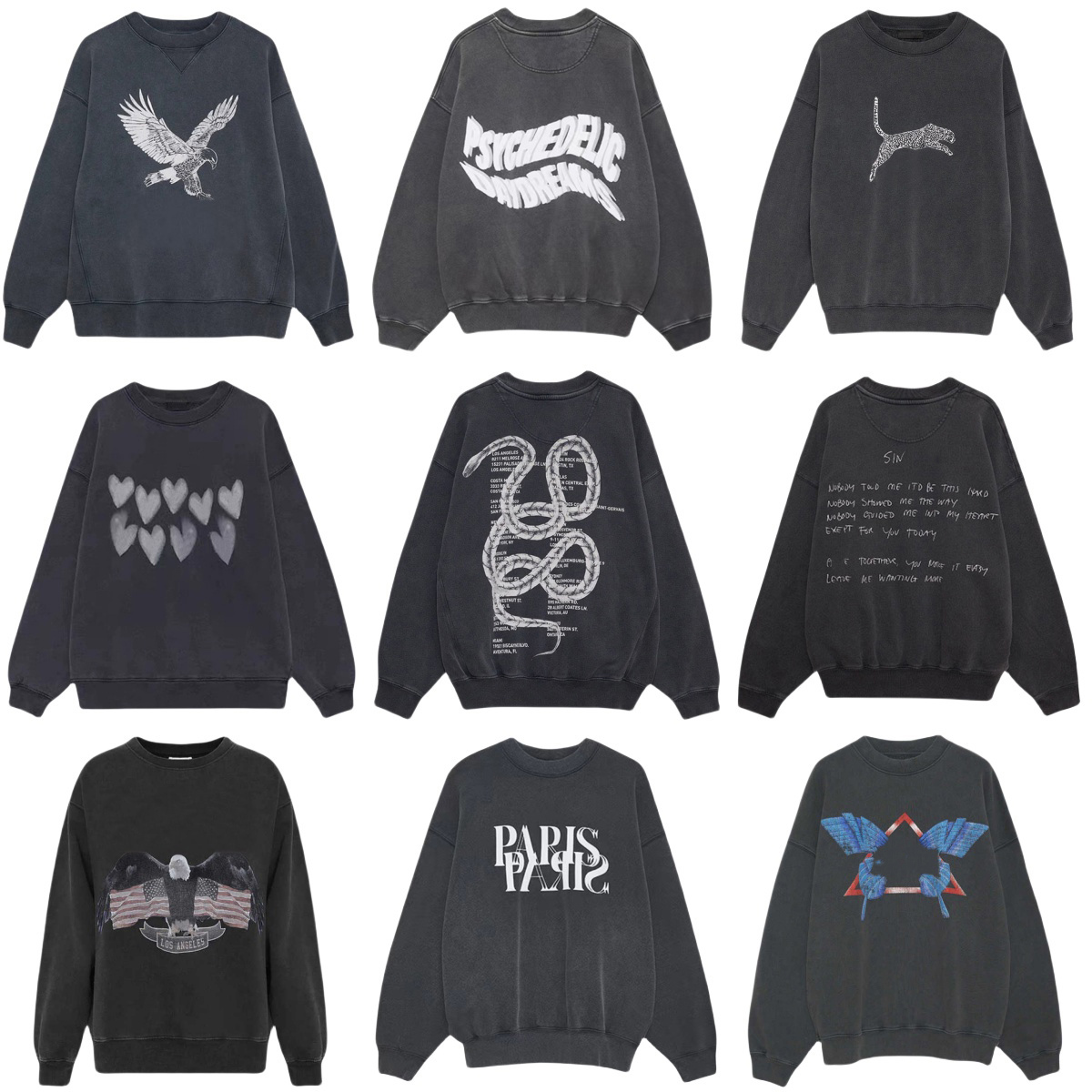 Washed Black Designer Sweatshirt Women Loose Fashion Pullover Jumpers Printed Cotton Sweaters Popular Hoodie