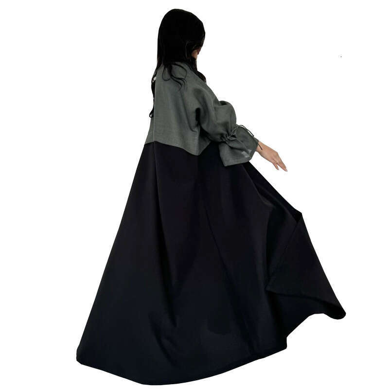 Mq1modest Muslim Patchwork Fashion Cuff Drawstring Abaya Dubai Turkey Robe B5