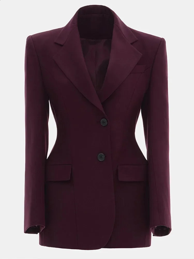 Elegant Womens Slim Blazer Jacket Shoulder Pads Lapel Single Breasted Long Sleeve Female Jackets Lady Street Office Outerwears 250530